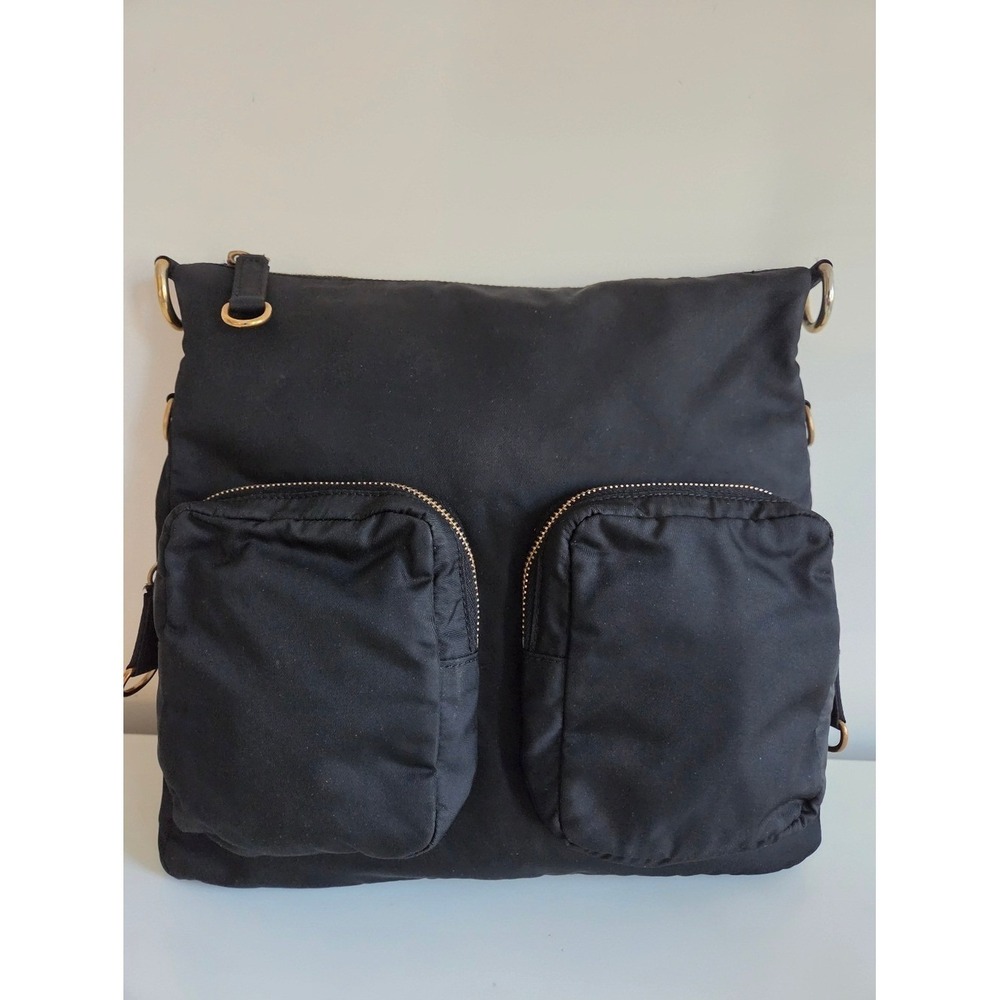 Miu Miu Bag Women Medium Black Nylon Gold Hardware Utility Pocket No Strap READ